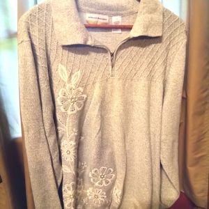 Alfred Dunner floral embroidered long sleeves sweater